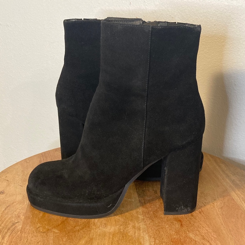Jeffrey Campbell square toe block heel zip up platform ankle boots